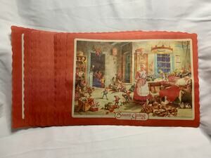 Vintage George Hinke Santa's Workshop Christmas Paper Placemats Set of 24 NOS